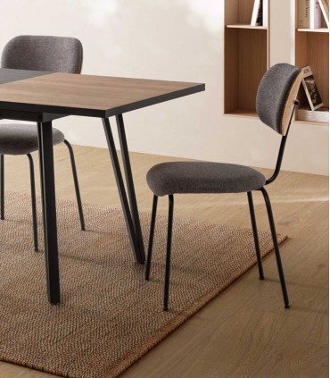 Pack de 4 Sillas en textil y madera DASH negra