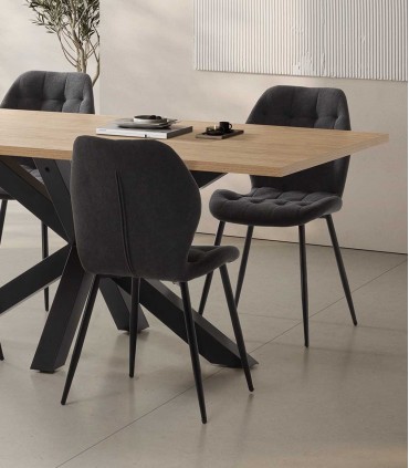 Packs de 4 Sillas tapizadas NALU Gris Oscuro