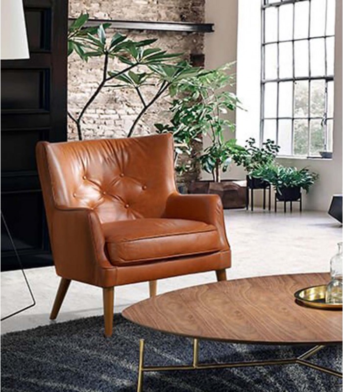 Sillón Chester tapizado en piel modelo VIOLA