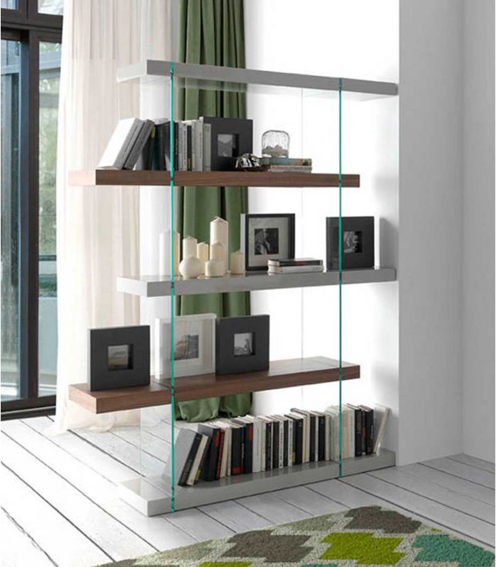 Estantería de Diseño en madera y cristal : Modelo MOSCU