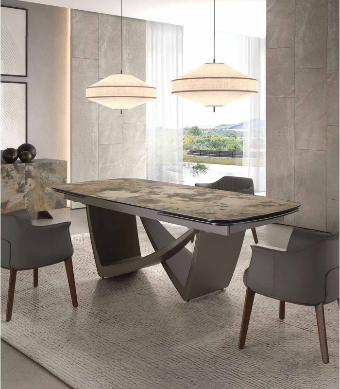 Mesa de comedor extensible con porcelánico SELENA