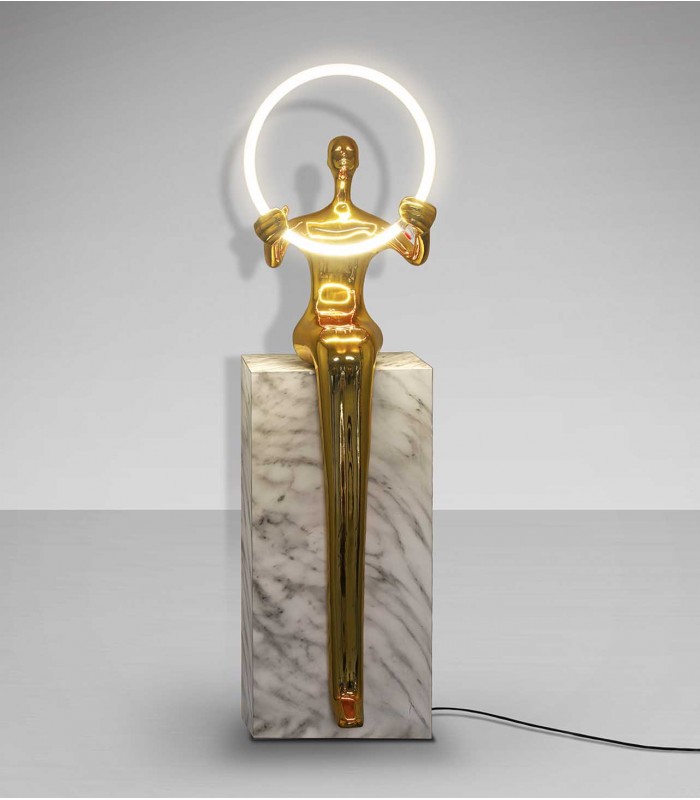 Figura decorativa en pedestal con luz EL ARO