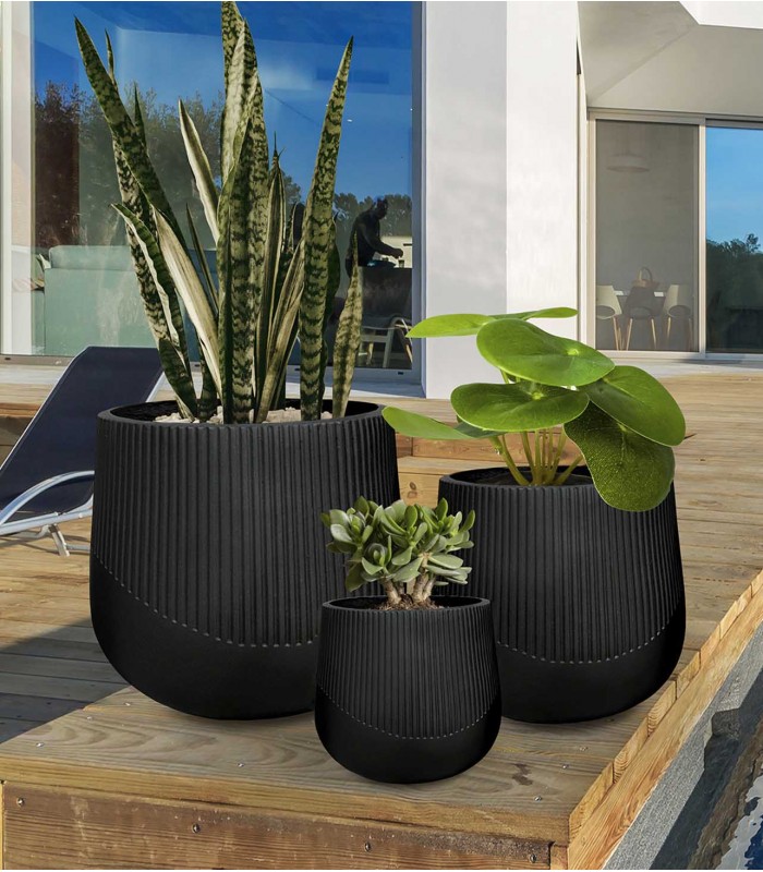 Set de 3 maceteros KIOTO para exterior e interior