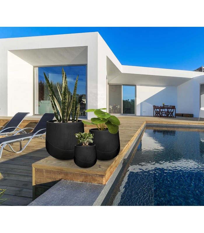 Set de 3 maceteros KIOTO para exterior e interior
