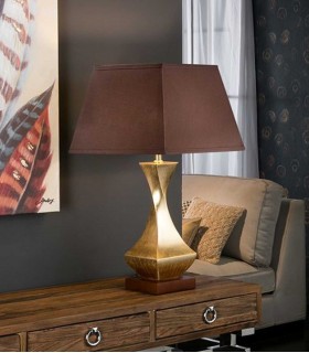 Lámpara de Mesa DECO Oro pantalla café