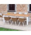 Mesa de terraza y jardín en aluminio y teca CRETA