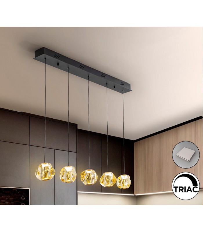 Lámpara LED Lineal ZARIA 5L Bronce Ambar