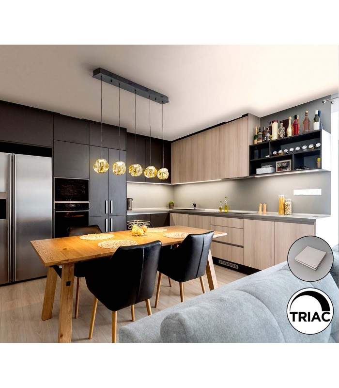 Lámpara LED Lineal ZARIA 5L Bronce Ambar