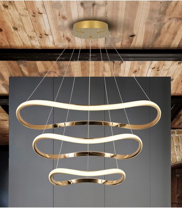 Lámpara moderna LED NAOS 3 Aros Oro Rosa