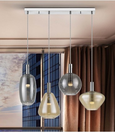 Lámpara LED Lienal con tulipas de cristal NARA