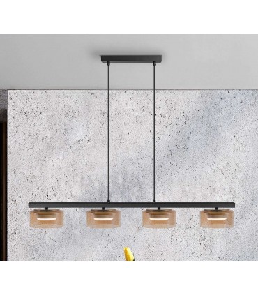 Lámpara LED Lineal con tulipas de cristal OLAIA 4L Ámbar