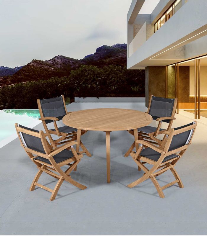 Mesa de jardín rendonda en Teca Natural CANDON