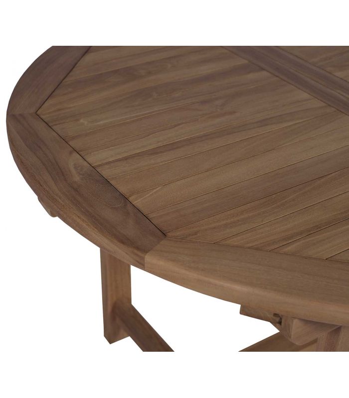 Mesa redonda extensible en teca natural NAGA