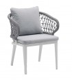Sillón de comedor en aluminio y cuerda Gris ISABELA