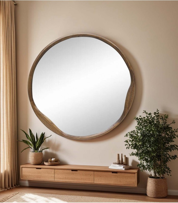 Espejo Redondo de grandes dimensiones WOOD Nogal