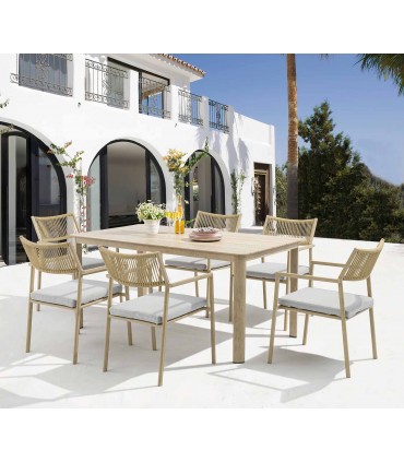 Mesa de exterior en aluminio efecto madera HARMONY