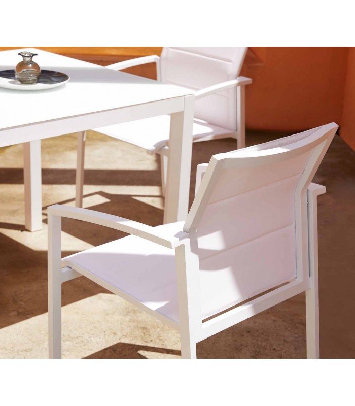 Silla de jardín en aluminio y textilene ORICK Blanca