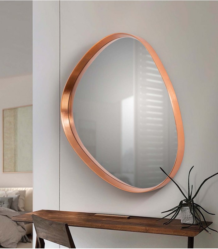 Espejo moderno JULIE Pequeño Oro Rosa