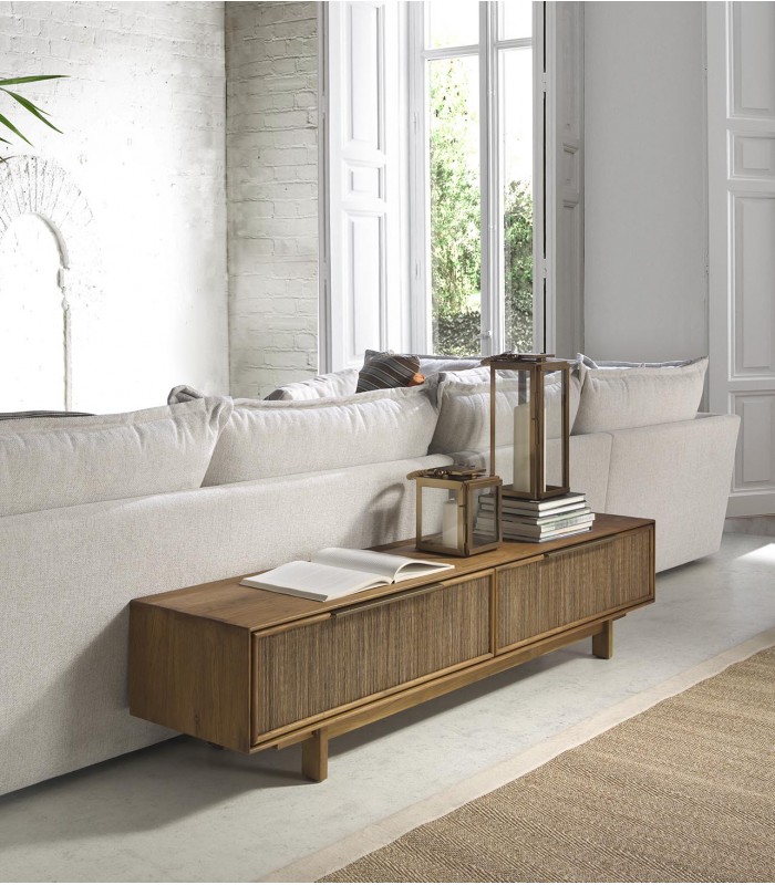 Mesa TV en teca natural y fibra de coco ADA