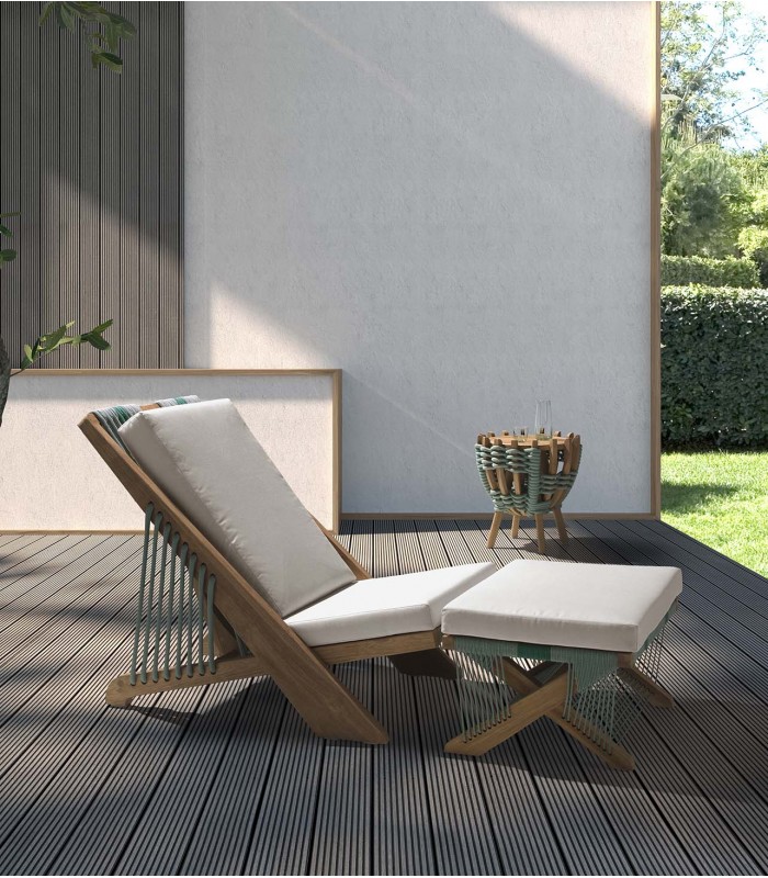 Sillón de Terraza y Jardín en Teca y Cuerda SNAKE