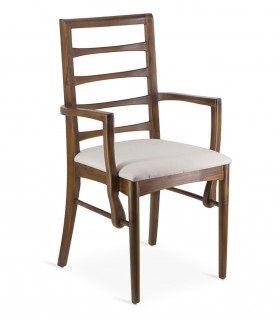 Sillón tapizado en madera natural de teca KATE