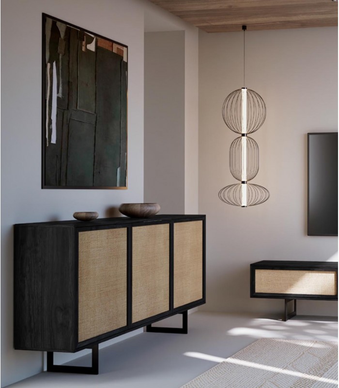 Mueble Aparador en madera y rafia natural MECA