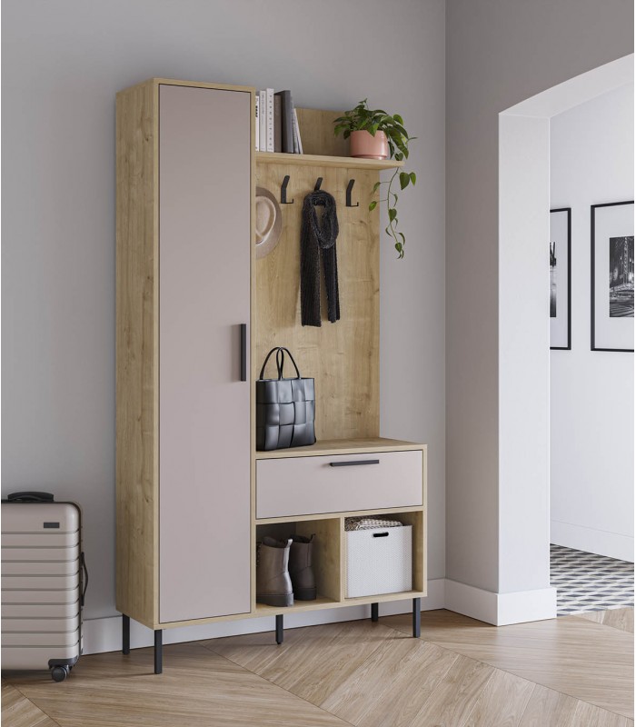 Mueble de recibidor de madera HEIDY Crema