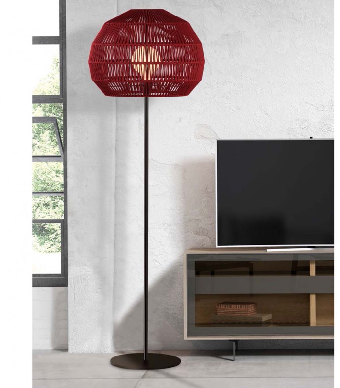 Lámpara de pie con pantalla de cuerda DOME