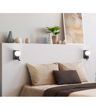 Aplique para dormitorio con foco y globo NODAC