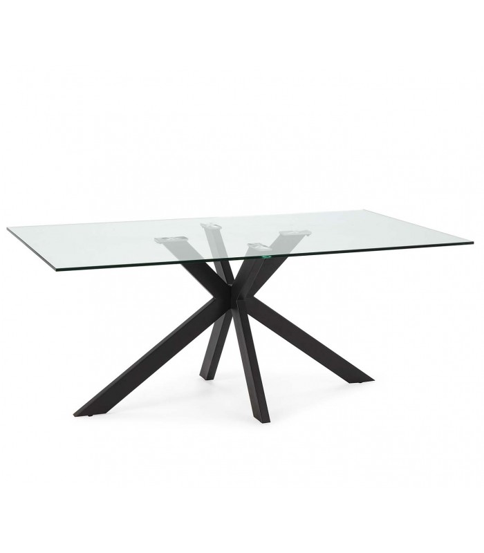 Mesa Comedor de metal y cristal templado CELIA