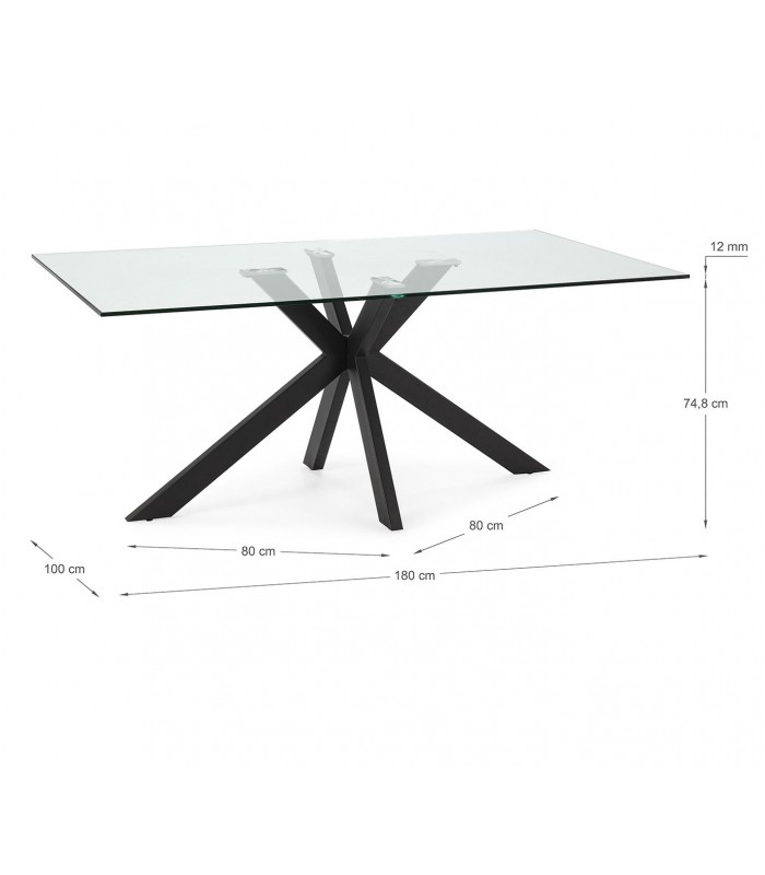 Mesa Comedor de metal y cristal templado CELIA