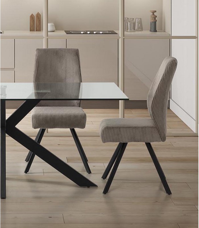 Packs de 2 Sillas tapizadas modernas ANIBAL Gris