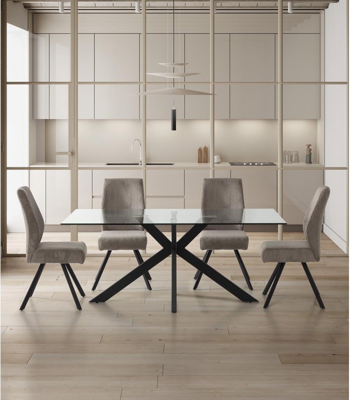 Packs de 2 Sillas tapizadas modernas ANIBAL Gris