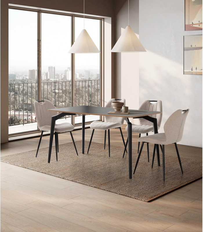 Mesa de comedor en madera y metal DENIA