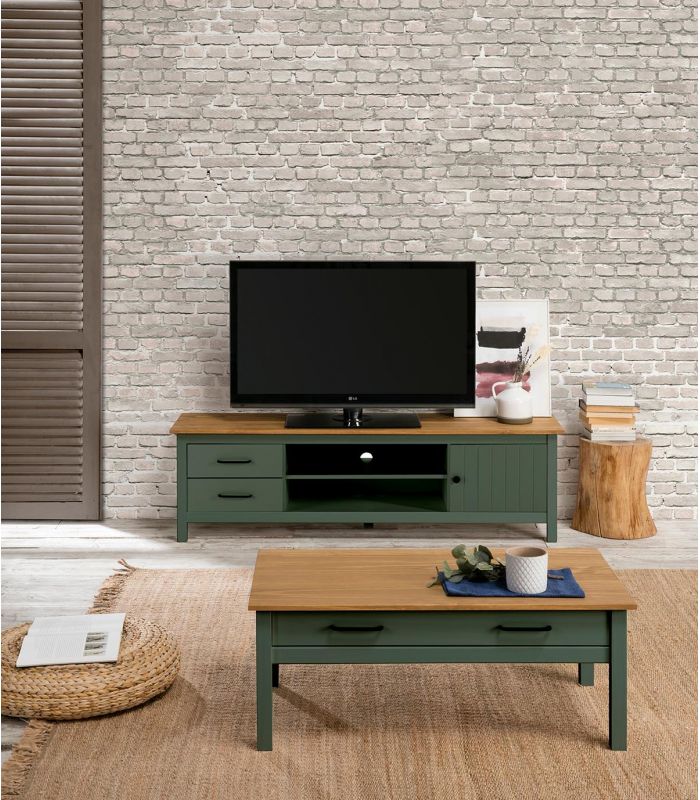 Mueble de Televisión en madera de pino MIRANDA Verde