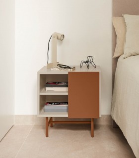 Mesita de noche con puerta corredera NUBE Arena