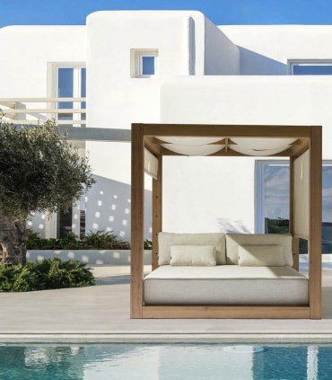 Cama balinesa DAYBED en Aluminio efecto madera JAVA