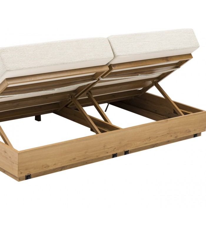 Tumbona doble de Aluminio efecto madera JAVA