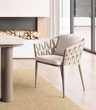 Sillón de comedor en Aluminio y cuerda BERNA