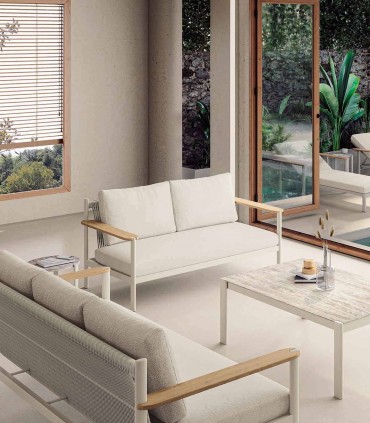 Sofá de 2 plazas en Aluminio y teca PATMOS