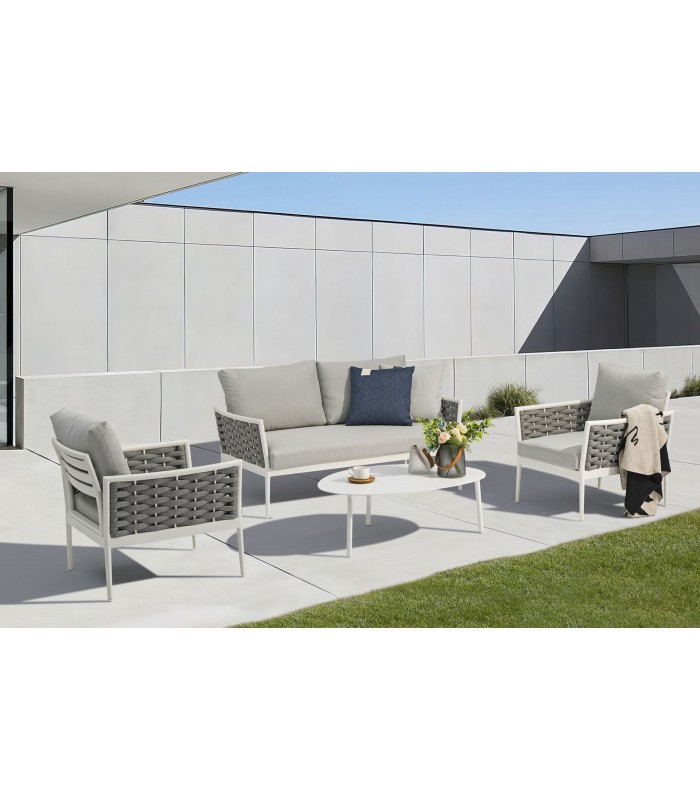 Mesa de centro ovalada en Aluminio blanco WALGA