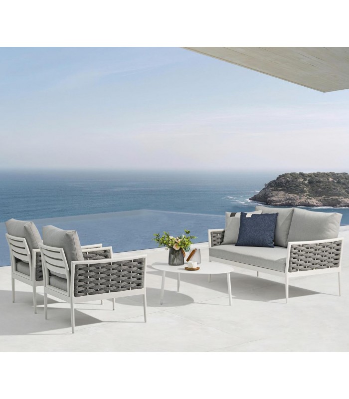 Mesa de centro ovalada en Aluminio blanco WALGA