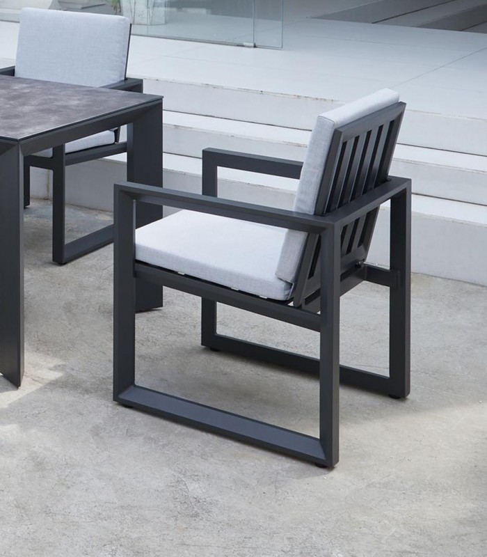 Sillón de comedor en Aluminio ONIX Antracita
