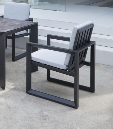 Sillón de comedor en Aluminio ONIX Antracita