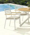 Silla de comedor de Aluminio y Teca BROOME Blanco