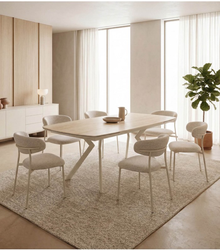 Mesa extensible con tapa en porcelánico GALICIA Beige