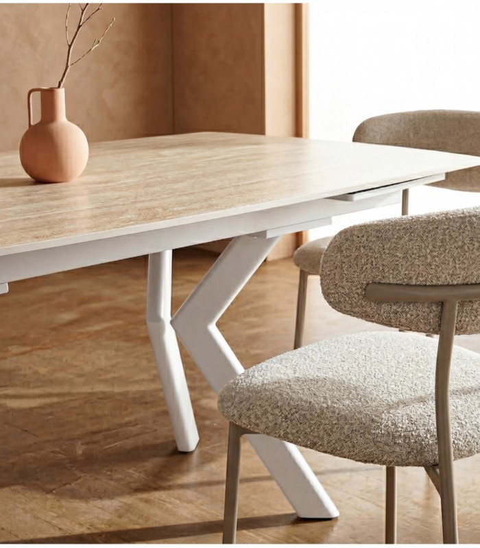 Mesa extensible con tapa en porcelánico GALICIA Beige
