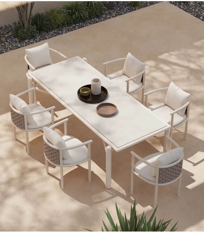 Mesa de terraza de aluminio y porcelánico BOTIT