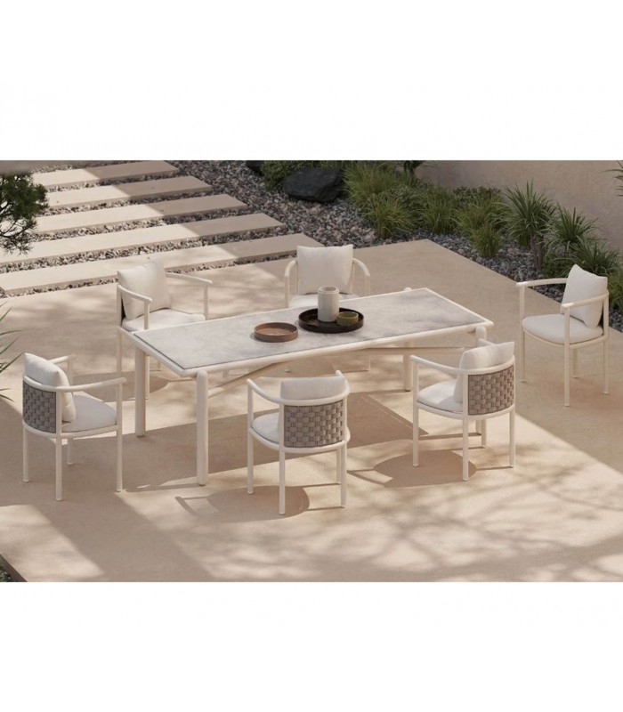 Mesa de terraza de aluminio y porcelánico BOTIT