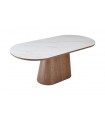 Mesa de comedor ovalada en nogal y porcelánico TELMA